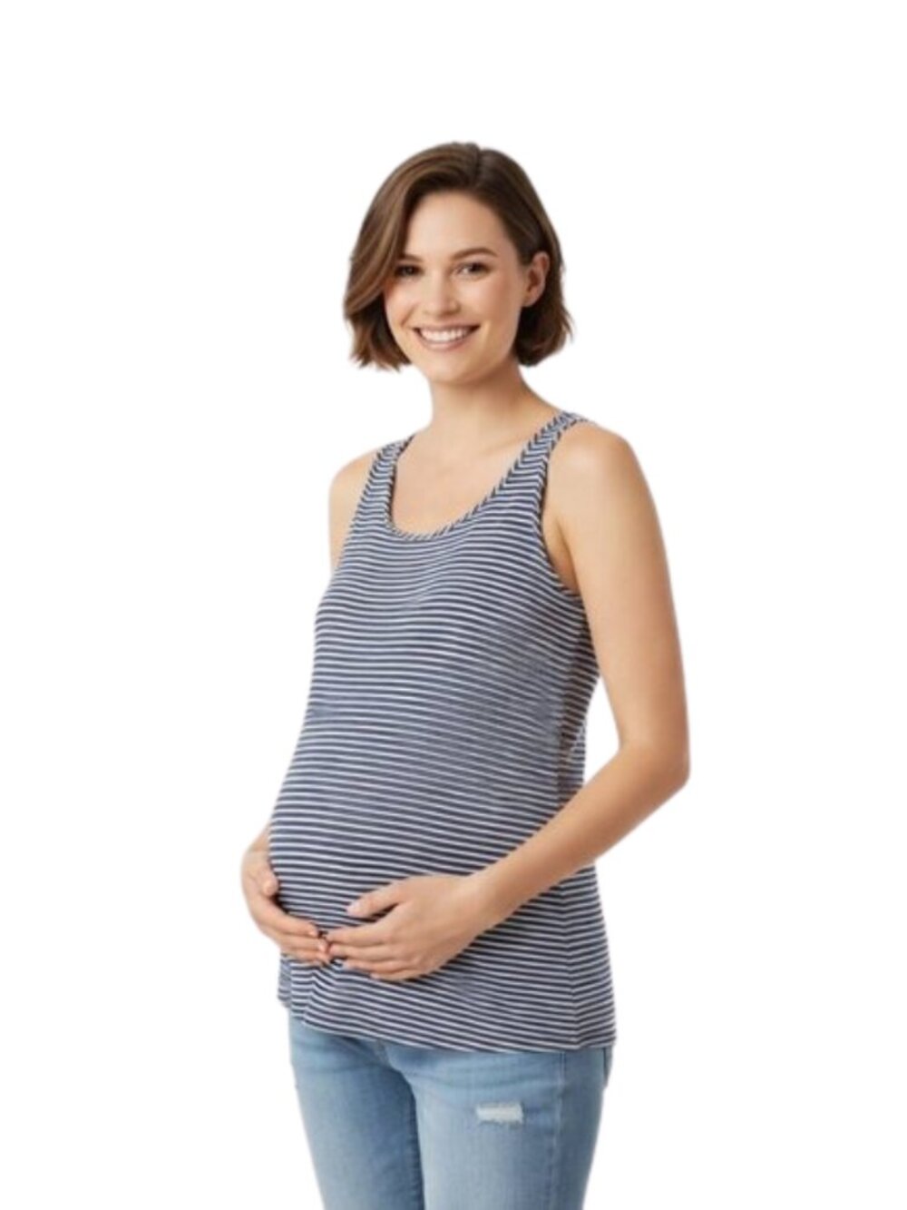 Isabel Maternity Striped Tank Top Navy White Tee by Ingrid & Isabel